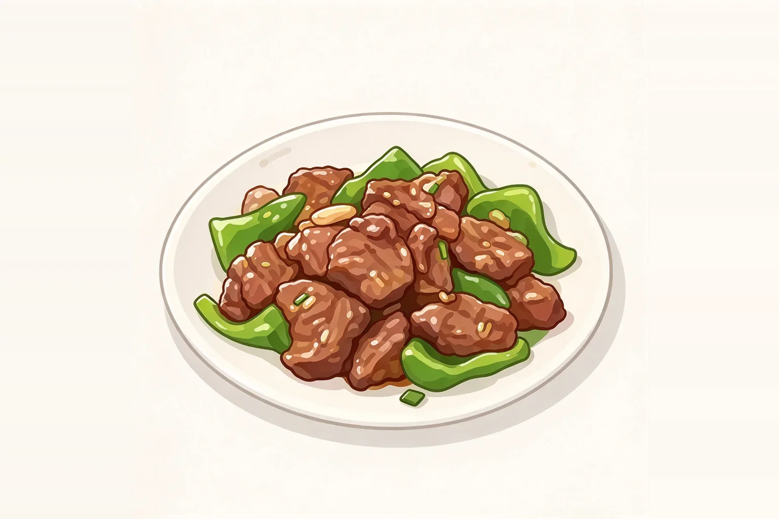 Illustration de bœuf sauté au poivron vert